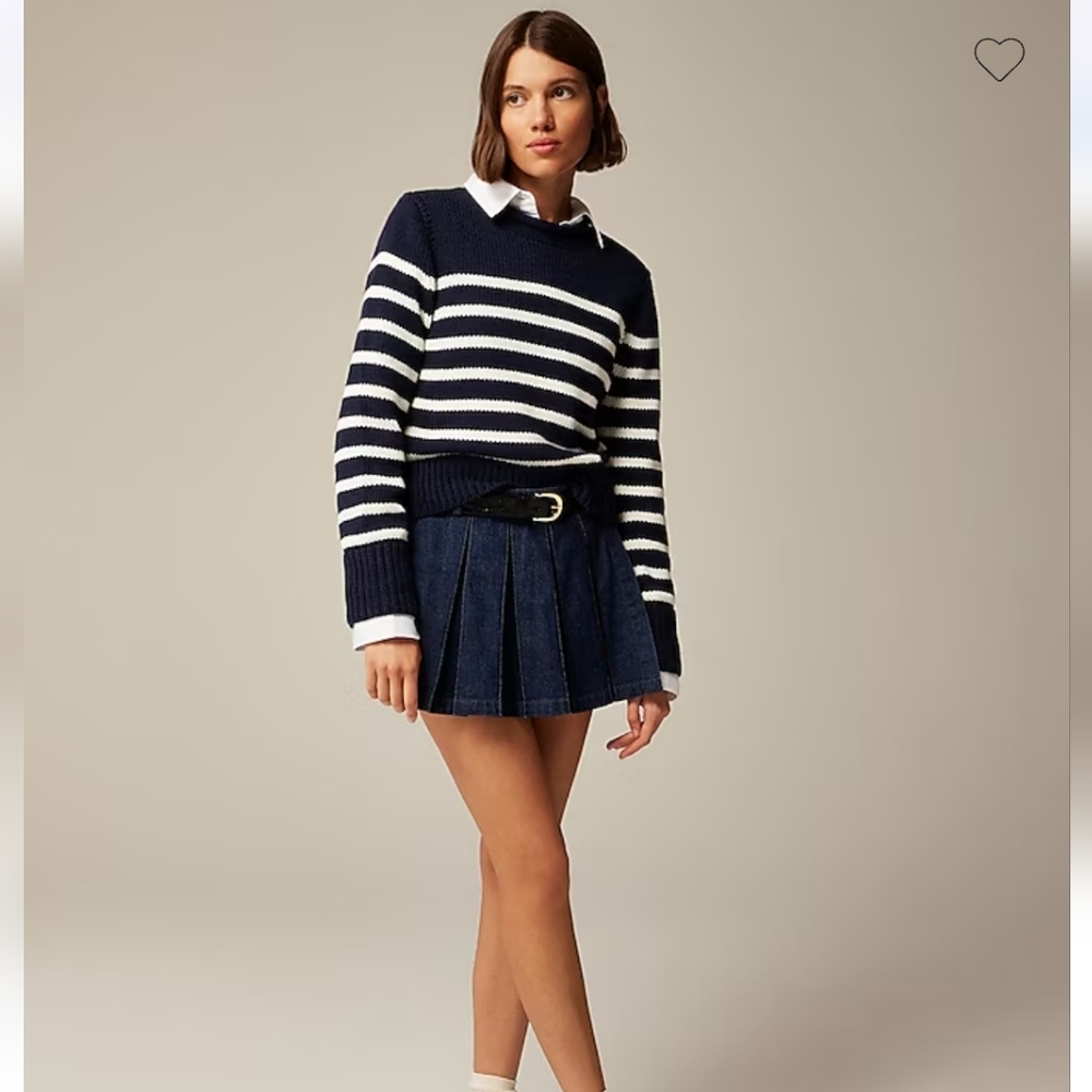 J. Crew Heritage Cotton Rollneck Sweater in Stripe - navy & ivory